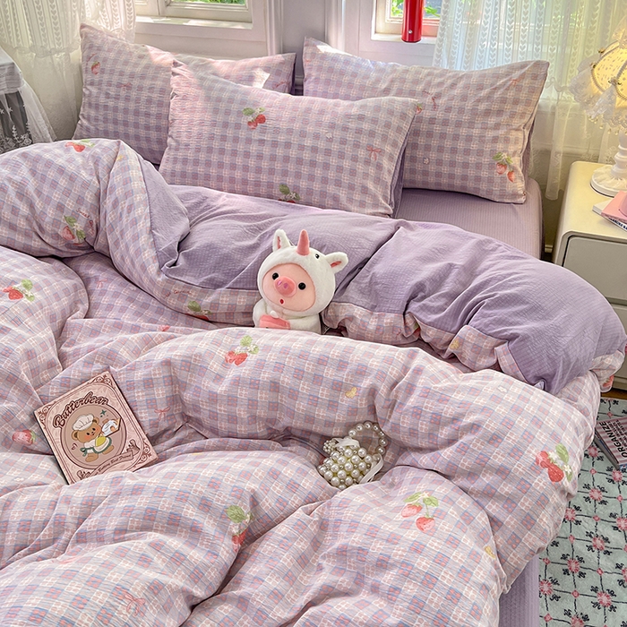 91家纺网 家纺一手货源 找家纺 优佳优品 2025新款高克重云感双层纱印花四件套 格莓柔居