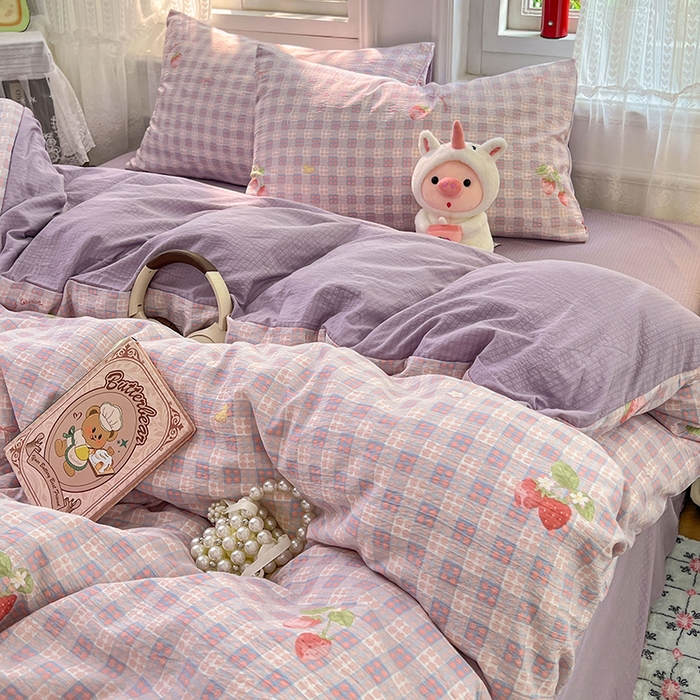 91家纺网 家纺一手货源 找家纺 优佳优品 2025新款高克重云感双层纱印花四件套 格莓柔居