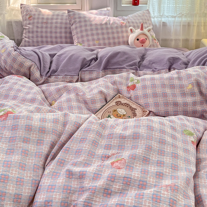 91家纺网 家纺一手货源 找家纺 优佳优品 2025新款高克重云感双层纱印花四件套 格莓柔居