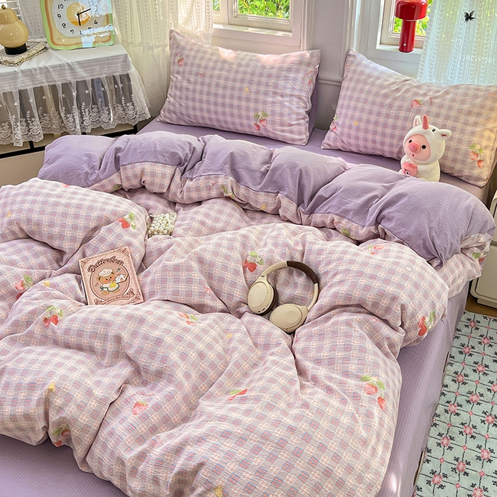 91家纺网 家纺一手货源 找家纺 优佳优品 2025新款高克重云感双层纱印花四件套 格莓柔居