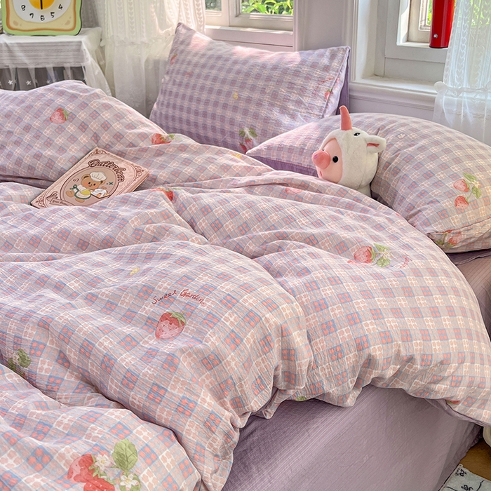 91家纺网 家纺一手货源 找家纺 优佳优品 2025新款高克重云感双层纱印花四件套 格莓柔居