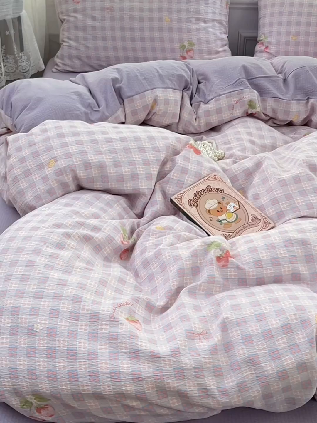 91家纺网 家纺一手货源 找家纺 优佳优品 2025新款高克重云感双层纱印花四件套 格莓柔居