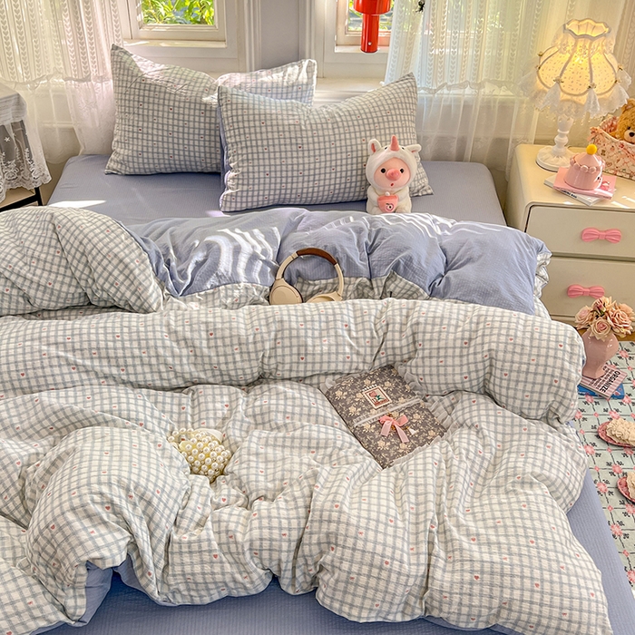 91家纺网 家纺一手货源 找家纺 优佳优品 2025新款高克重云感双层纱印花四件套 格韵雅眠