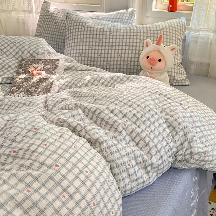 91家纺网 家纺一手货源 找家纺 优佳优品 2025新款高克重云感双层纱印花四件套 格韵雅眠