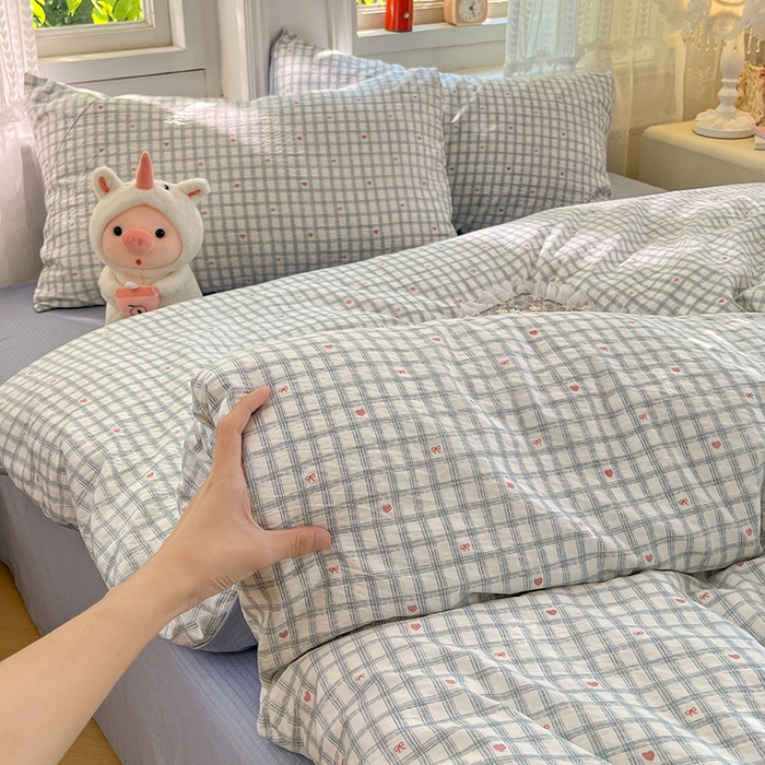 91家纺网 家纺一手货源 找家纺 优佳优品 2025新款高克重云感双层纱印花四件套 格韵雅眠