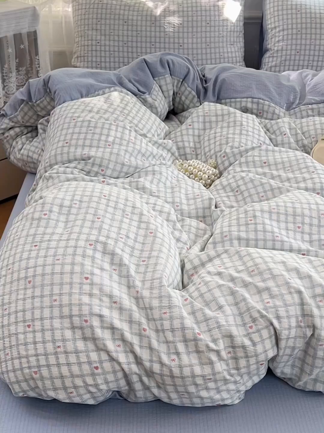 91家纺网 家纺一手货源 找家纺 优佳优品 2025新款高克重云感双层纱印花四件套 格韵雅眠