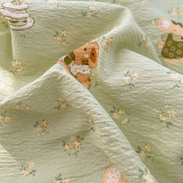 91家纺网 家纺一手货源 找家纺 优佳优品 2025新款高克重云感双层纱印花四件套 快乐小象