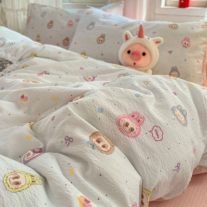 91家纺网 家纺一手货源 找家纺 优佳优品 2025新款高克重云感双层纱印花四件套 小布布