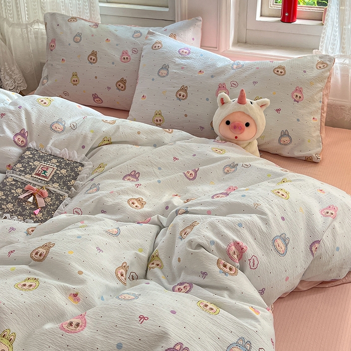 91家纺网 家纺一手货源 找家纺 优佳优品 2025新款高克重云感双层纱印花四件套 小布布