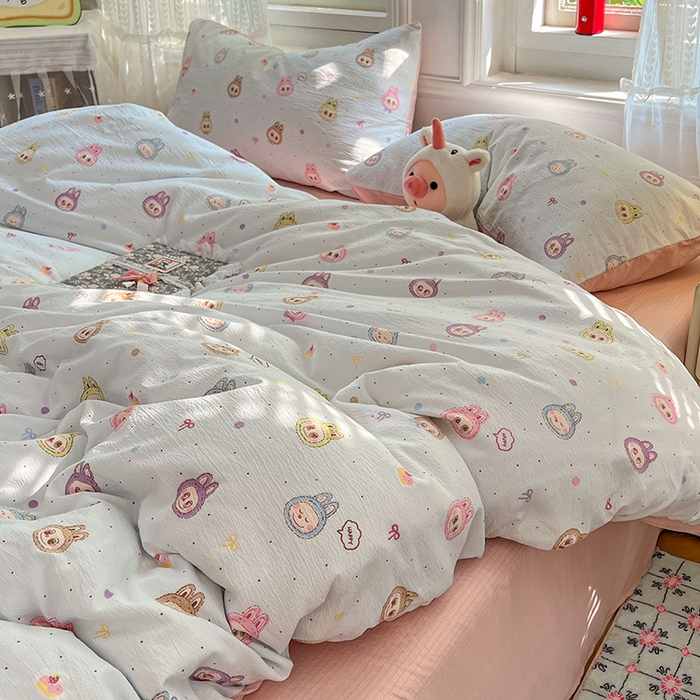 91家纺网 家纺一手货源 找家纺 优佳优品 2025新款高克重云感双层纱印花四件套 小布布