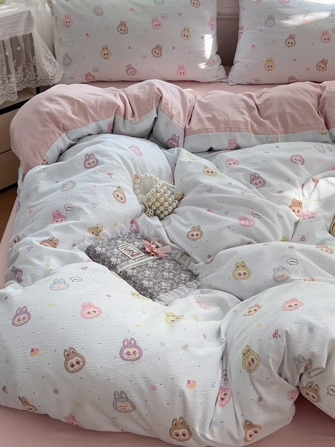 91家纺网 家纺一手货源 找家纺 优佳优品 2025新款高克重云感双层纱印花四件套 小布布