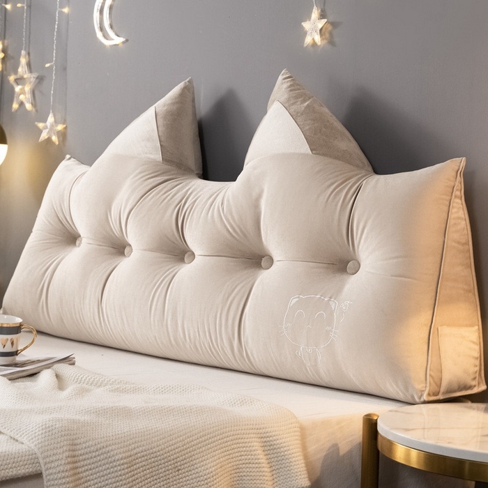 碧尔家居 2025新款猫三角床头靠垫床上靠枕软包靠背抱枕 猫三角-奶咖