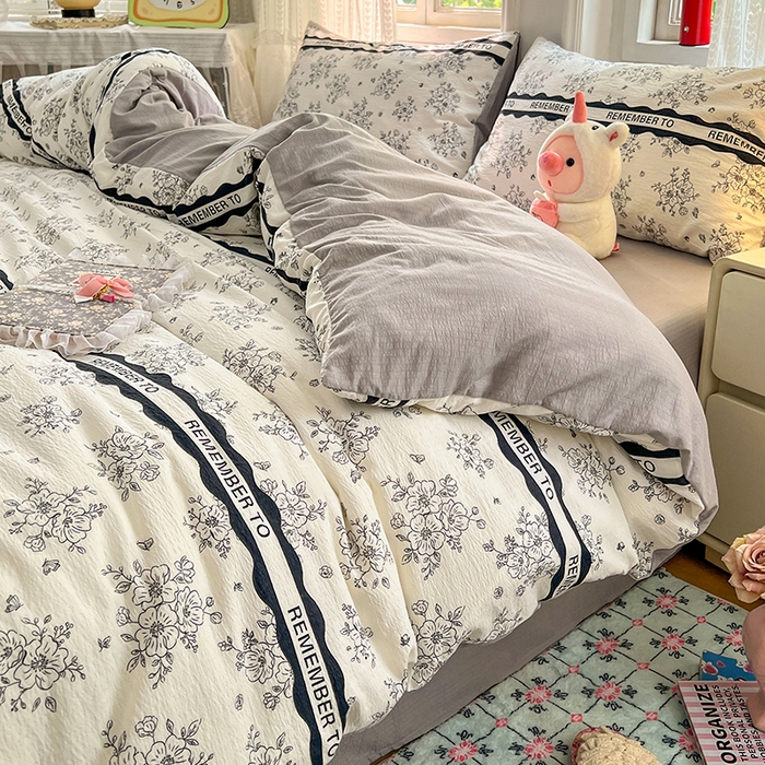 91家纺网 家纺一手货源 找家纺 优佳优品 2025新款高克重云感双层纱印花四件套 雅纹枝语