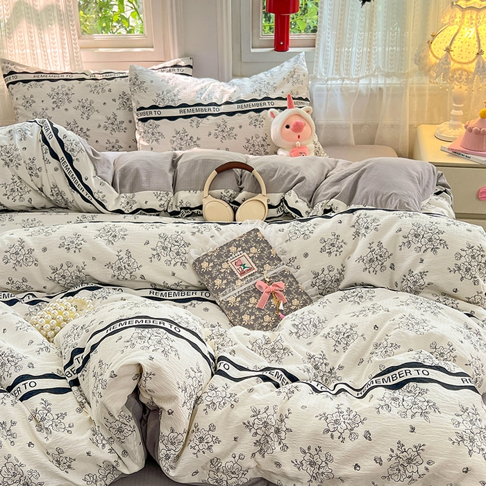 91家纺网 家纺一手货源 找家纺 优佳优品 2025新款高克重云感双层纱印花四件套 雅纹枝语