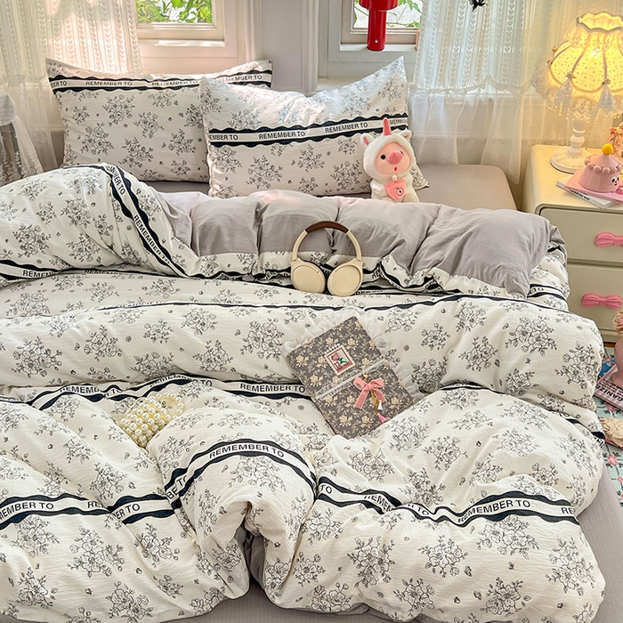 91家纺网 家纺一手货源 找家纺 优佳优品 2025新款高克重云感双层纱印花四件套 雅纹枝语