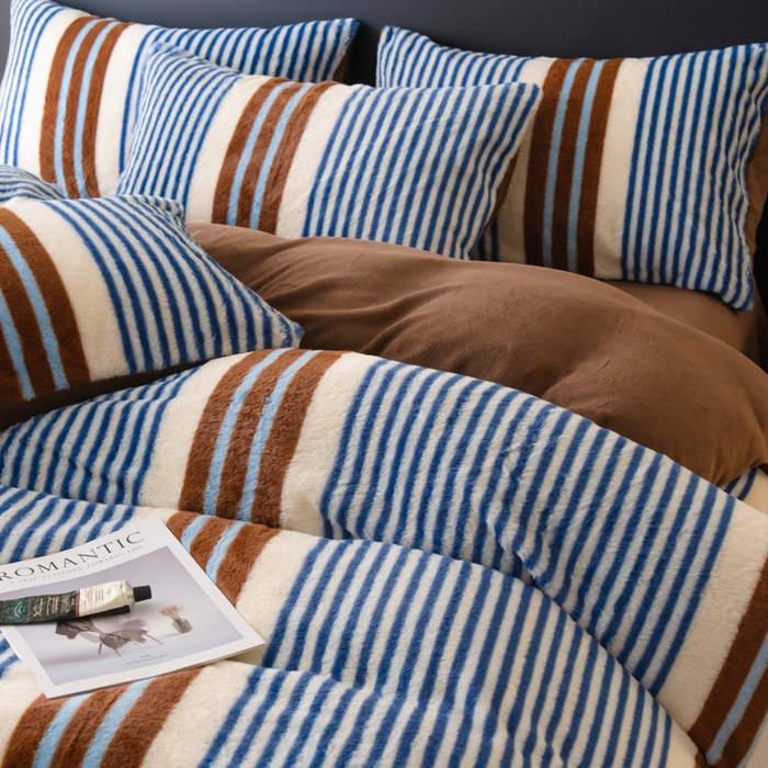 91家纺网 家纺一手货源 找家纺 梦纤绒 2025新款兔毛绒四件套 浅调爱纹