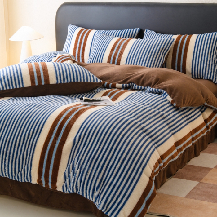 91家纺网 家纺一手货源 找家纺 梦纤绒 2025新款兔毛绒四件套 浅调爱纹