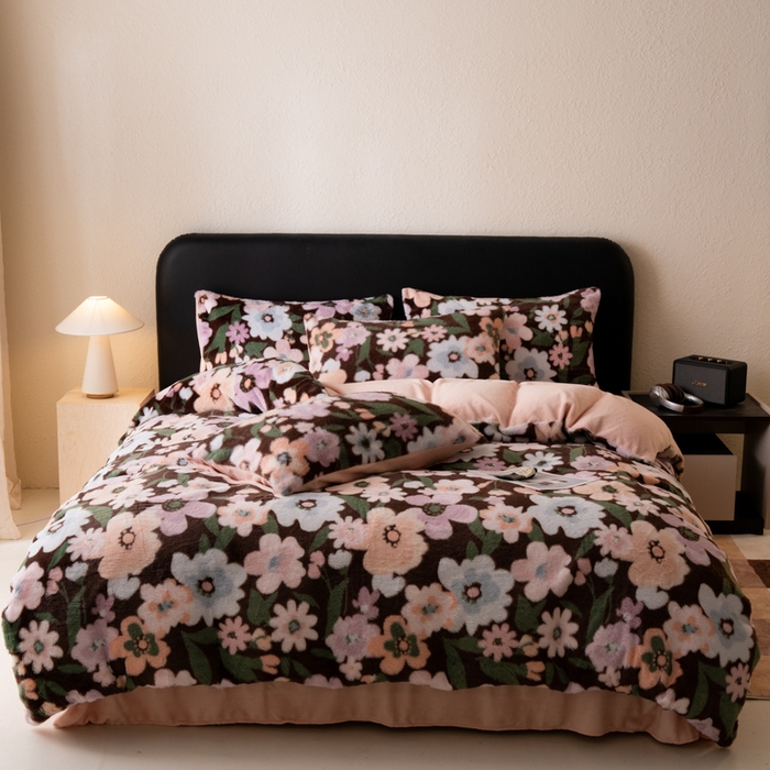 梦纤绒 2025新款兔毛绒四件套 幸福花园