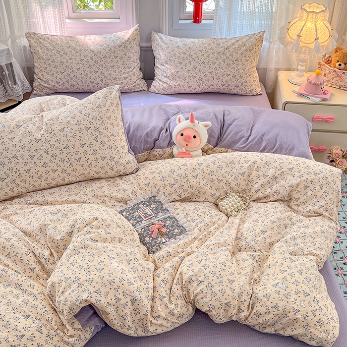 优佳优品 2025新款高克重云感双层纱印花四件套 枝兔梦笺