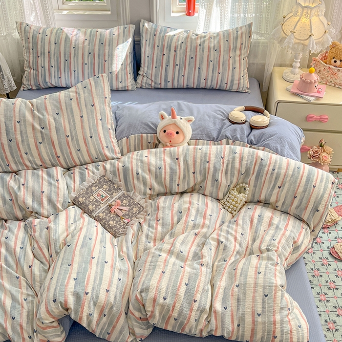 91家纺网 家纺一手货源 找家纺 （总）优尚佳生活馆 2025新款高克重云感双层纱印花四件套