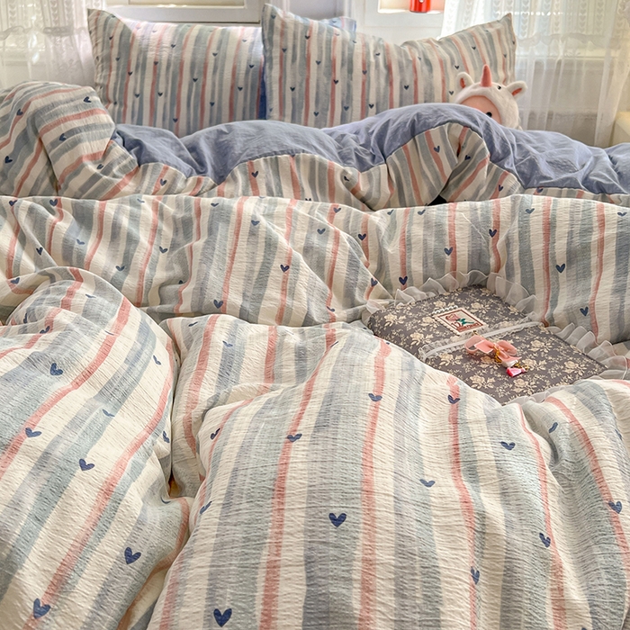 91家纺网 家纺一手货源 找家纺 （总）优尚佳生活馆 2025新款高克重云感双层纱印花四件套