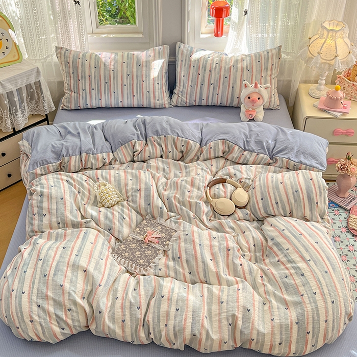 91家纺网 家纺一手货源 找家纺 （总）优尚佳生活馆 2025新款高克重云感双层纱印花四件套