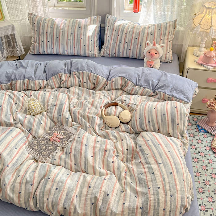 91家纺网 家纺一手货源 找家纺 （总）优尚佳生活馆 2025新款高克重云感双层纱印花四件套