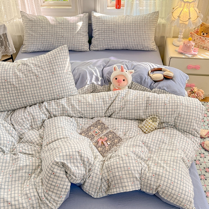 91家纺网 家纺一手货源 找家纺 （总）优尚佳生活馆 2025新款高克重云感双层纱印花四件套