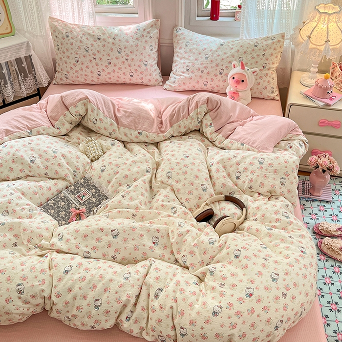 91家纺网 家纺一手货源 找家纺 （总）优尚佳生活馆 2025新款高克重云感双层纱印花四件套