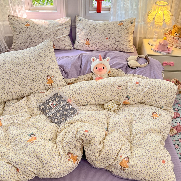 91家纺网 家纺一手货源 找家纺 （总）优尚佳生活馆 2025新款高克重云感双层纱印花四件套