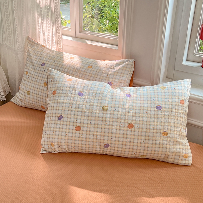 91家纺网 家纺一手货源 找家纺 优尚佳生活馆 2025新款高克重云感双层纱印花四件套 彩韵甜橙