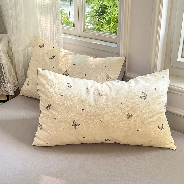 91家纺网 家纺一手货源 找家纺 优尚佳生活馆 2025新款高克重云感双层纱印花四件套 蝶语素织