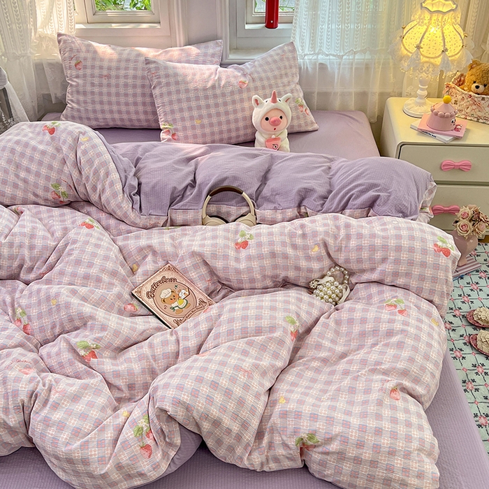 91家纺网 家纺一手货源 找家纺 优尚佳生活馆 2025新款高克重云感双层纱印花四件套 格莓柔居