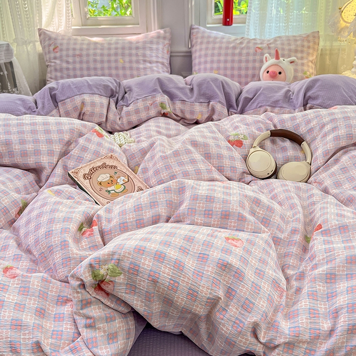 91家纺网 家纺一手货源 找家纺 优尚佳生活馆 2025新款高克重云感双层纱印花四件套 格莓柔居