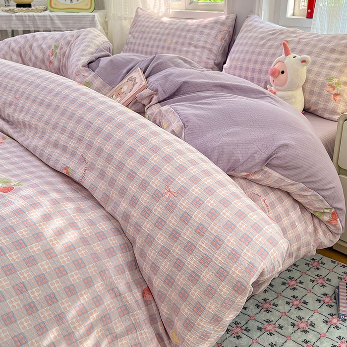 91家纺网 家纺一手货源 找家纺 优尚佳生活馆 2025新款高克重云感双层纱印花四件套 格莓柔居