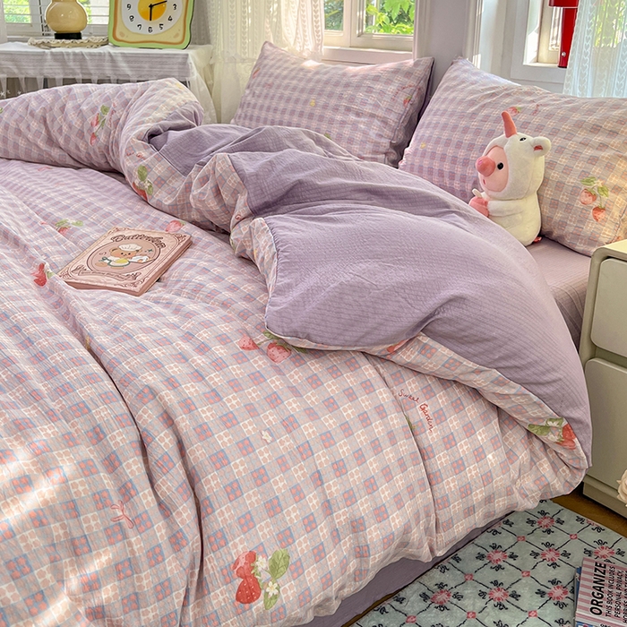 91家纺网 家纺一手货源 找家纺 优尚佳生活馆 2025新款高克重云感双层纱印花四件套 格莓柔居