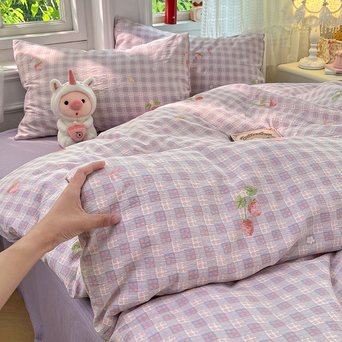 91家纺网 家纺一手货源 找家纺 优尚佳生活馆 2025新款高克重云感双层纱印花四件套 格莓柔居