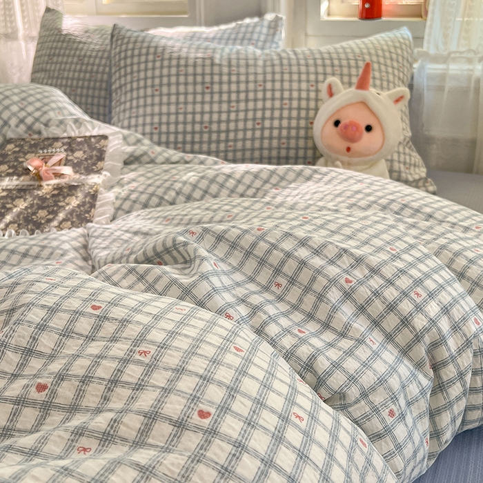 91家纺网 家纺一手货源 找家纺 优尚佳生活馆 2025新款高克重云感双层纱印花四件套 格韵雅眠