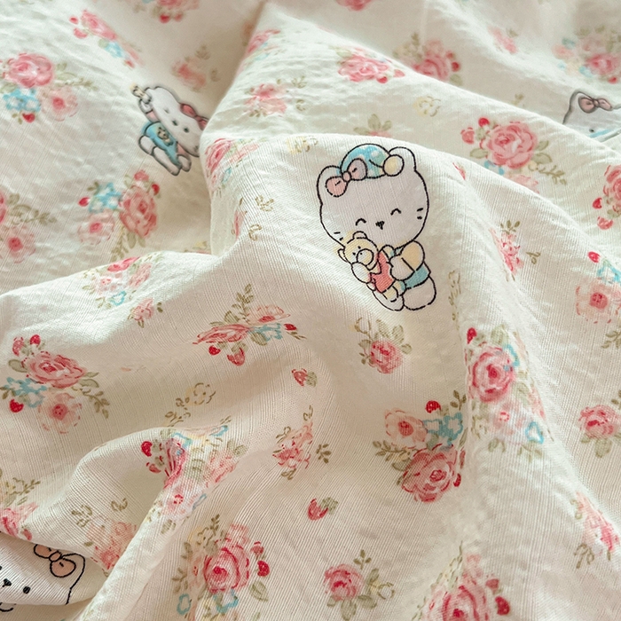 91家纺网 家纺一手货源 找家纺 优尚佳生活馆 2025新款高克重云感双层纱印花四件套 花笺喵韵