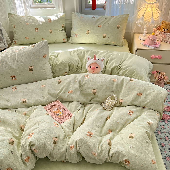 优尚佳生活馆 2025新款高克重云感双层纱印花四件套 快乐小象