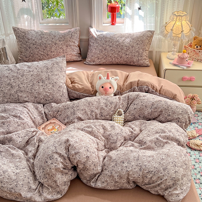 优尚佳生活馆 2025新款高克重云感双层纱印花四件套 素织枝影