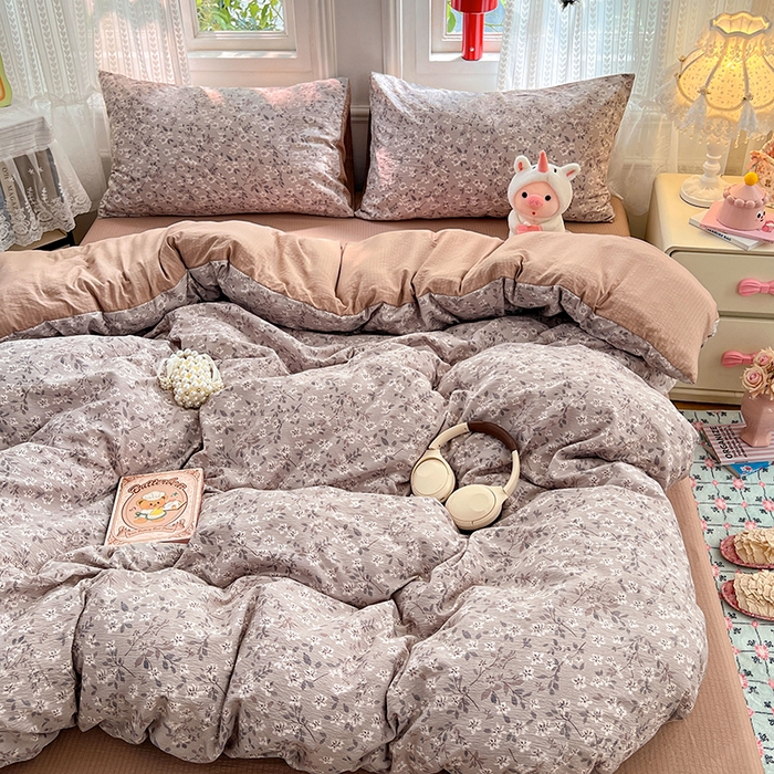 91家纺网 家纺一手货源 找家纺 优尚佳生活馆 2025新款高克重云感双层纱印花四件套 素织枝影