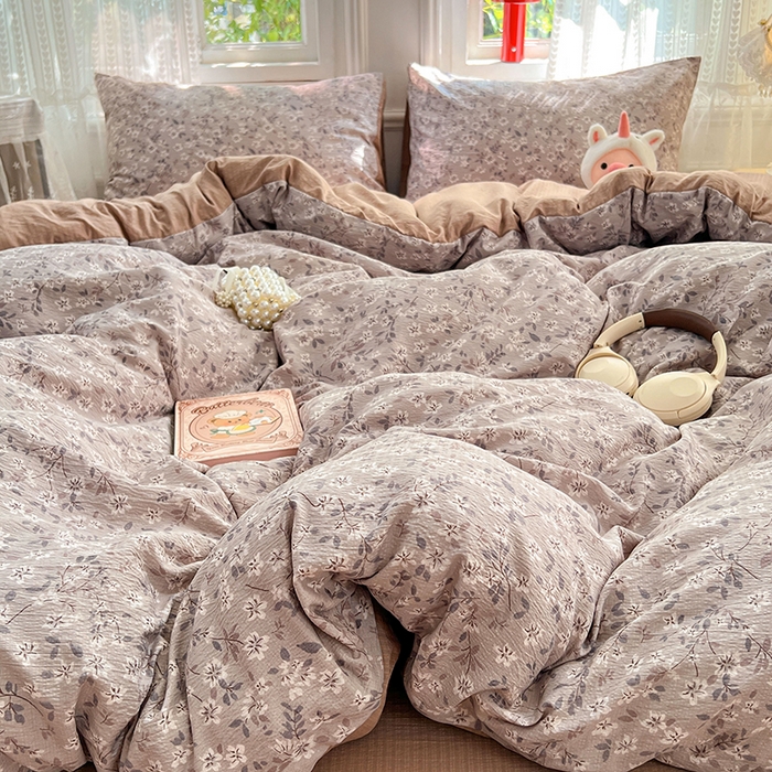 91家纺网 家纺一手货源 找家纺 优尚佳生活馆 2025新款高克重云感双层纱印花四件套 素织枝影