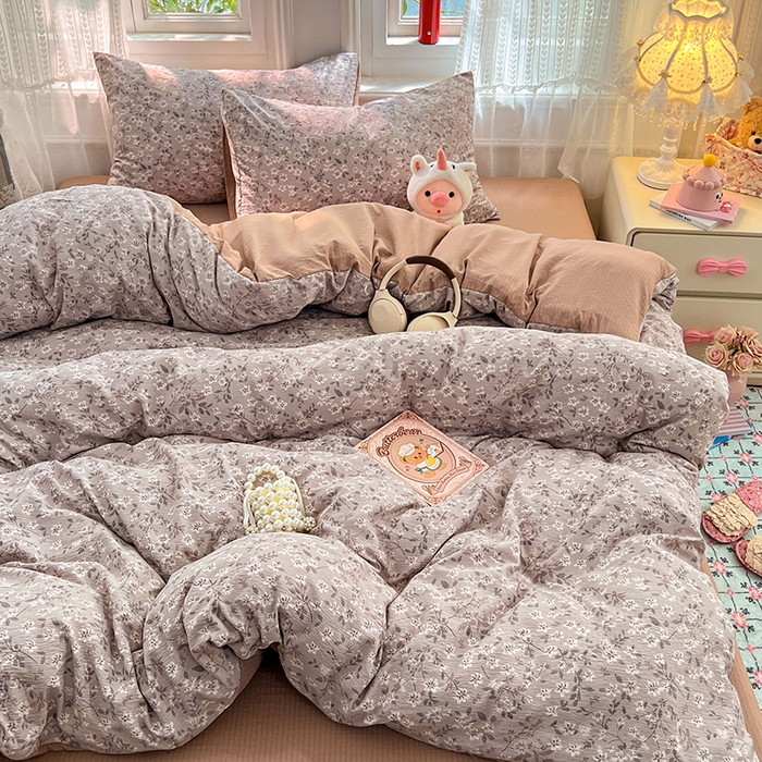 91家纺网 家纺一手货源 找家纺 优尚佳生活馆 2025新款高克重云感双层纱印花四件套 素织枝影