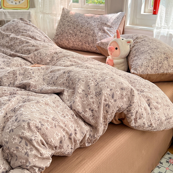 91家纺网 家纺一手货源 找家纺 优尚佳生活馆 2025新款高克重云感双层纱印花四件套 素织枝影