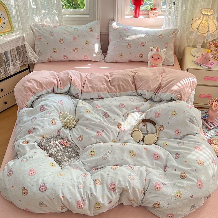 91家纺网 家纺一手货源 找家纺 优尚佳生活馆 2025新款高克重云感双层纱印花四件套 小布布