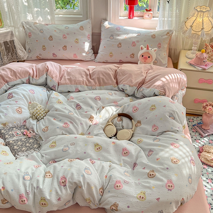 91家纺网 家纺一手货源 找家纺 优尚佳生活馆 2025新款高克重云感双层纱印花四件套 小布布