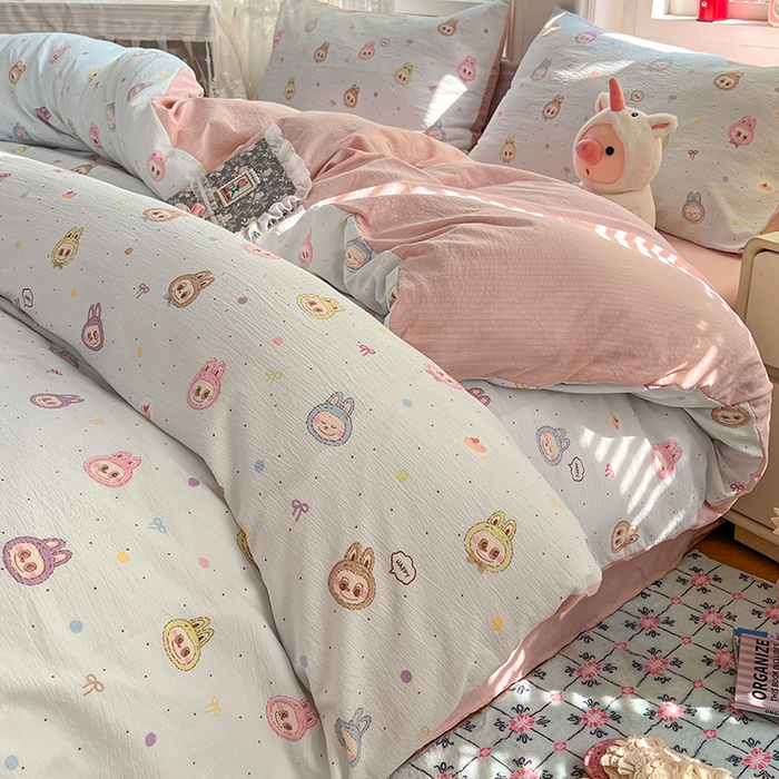 91家纺网 家纺一手货源 找家纺 优尚佳生活馆 2025新款高克重云感双层纱印花四件套 小布布