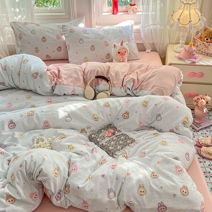 91家纺网 家纺一手货源 找家纺 优尚佳生活馆 2025新款高克重云感双层纱印花四件套 小布布