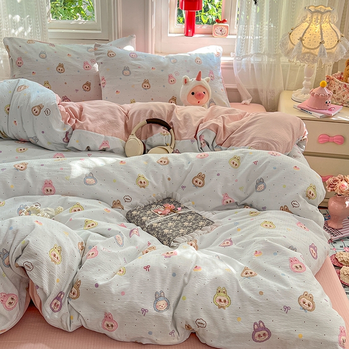 91家纺网 家纺一手货源 找家纺 优尚佳生活馆 2025新款高克重云感双层纱印花四件套 小布布